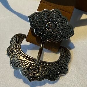 Women’s Belt Embossed Metal Western Silver Tone Tip XL
